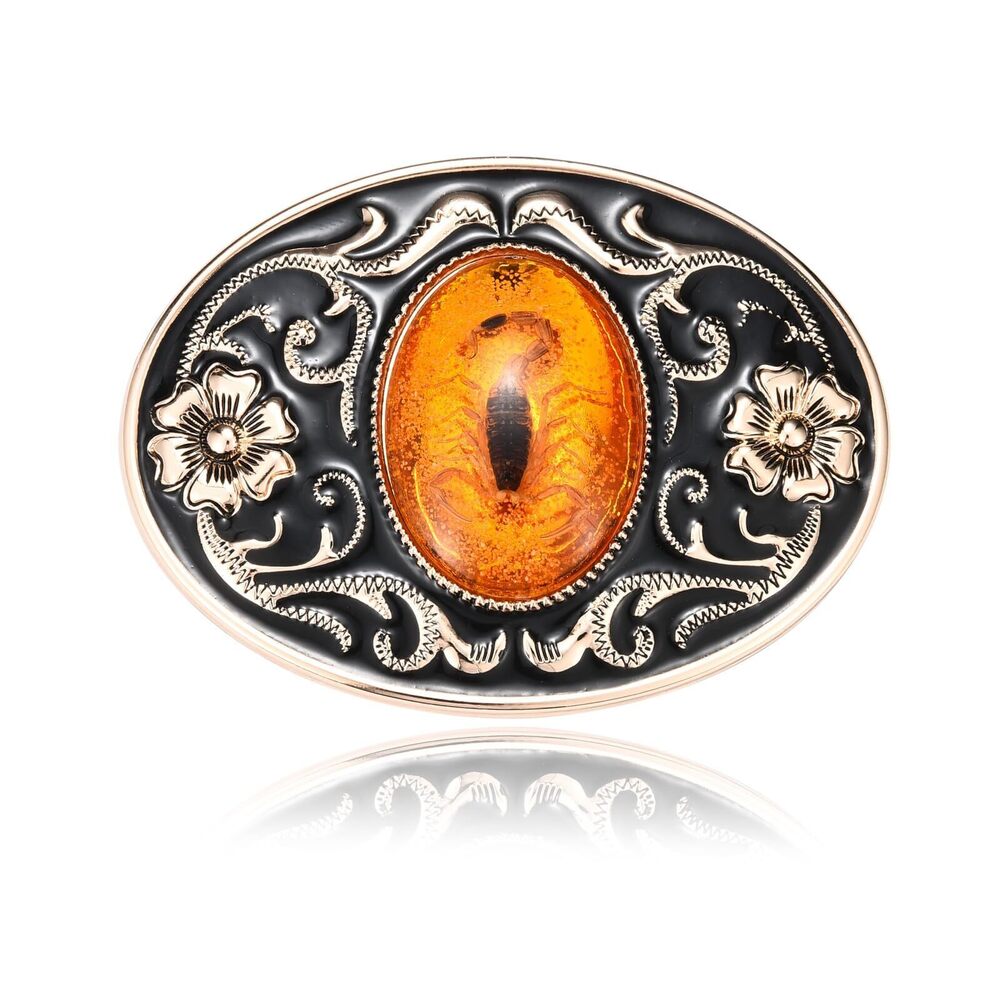 8111 Western Belt Buckle , Native American Orange Luminous Stone Belt